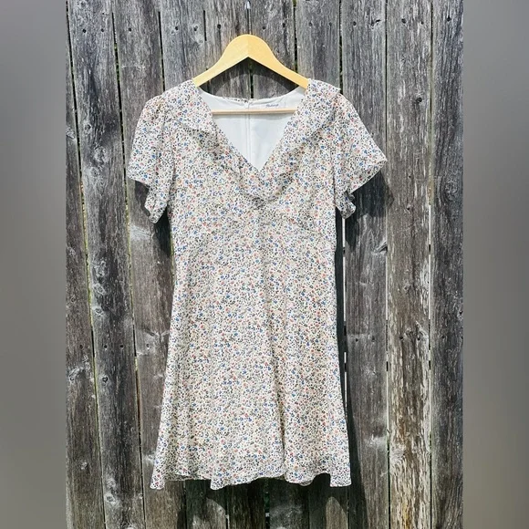 madewell silk ruffle dress Silk Moonblossom Ruffle-Sleeve Dress